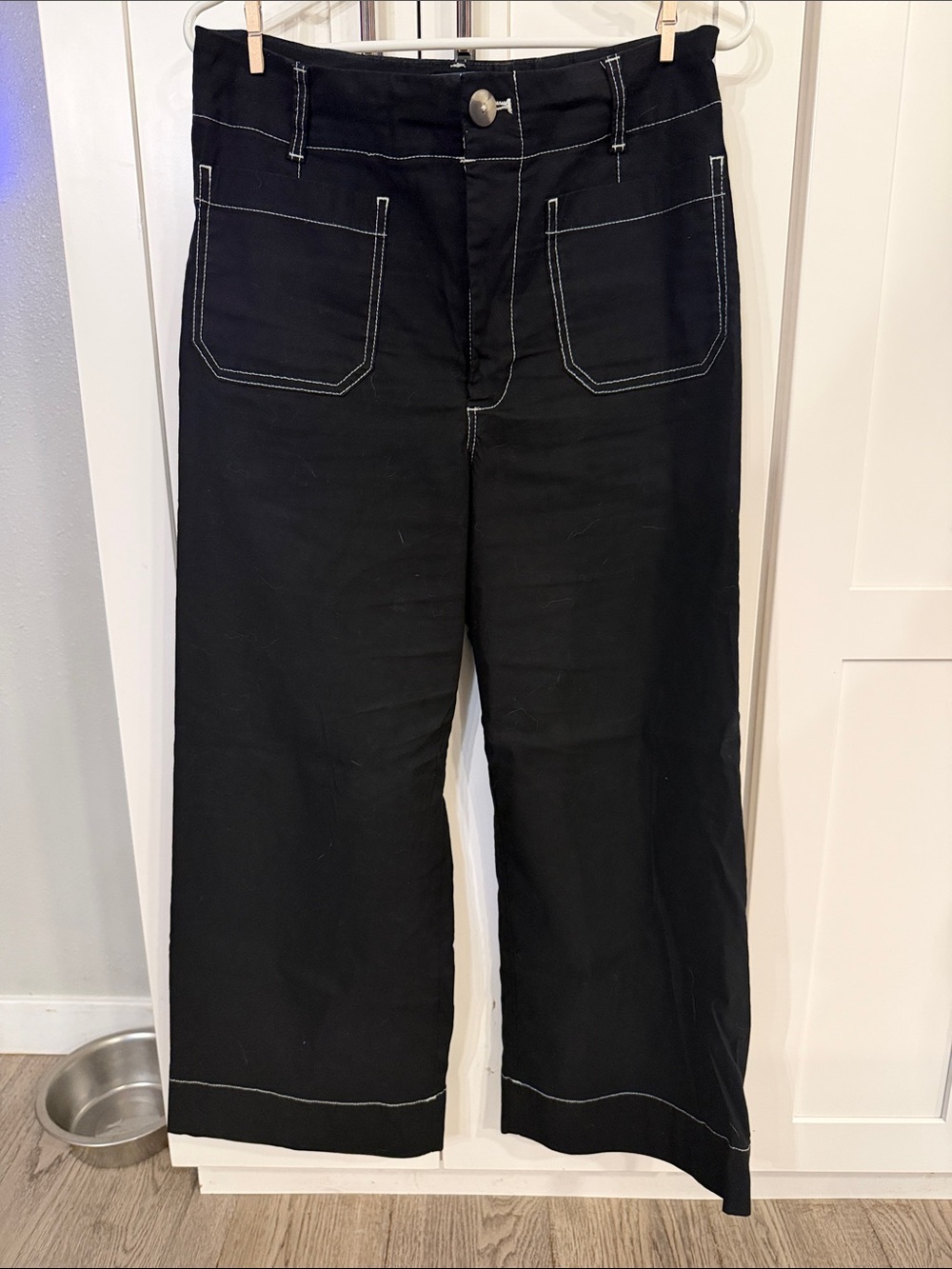 Maeve by Anthropology Black wide-leg Women’s Jeans with Contrast Stitching